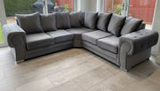 Colosseum Grey Velvet Corner Sofa – view 1