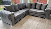 Colosseum Grey Velvet Corner Sofa – view 3